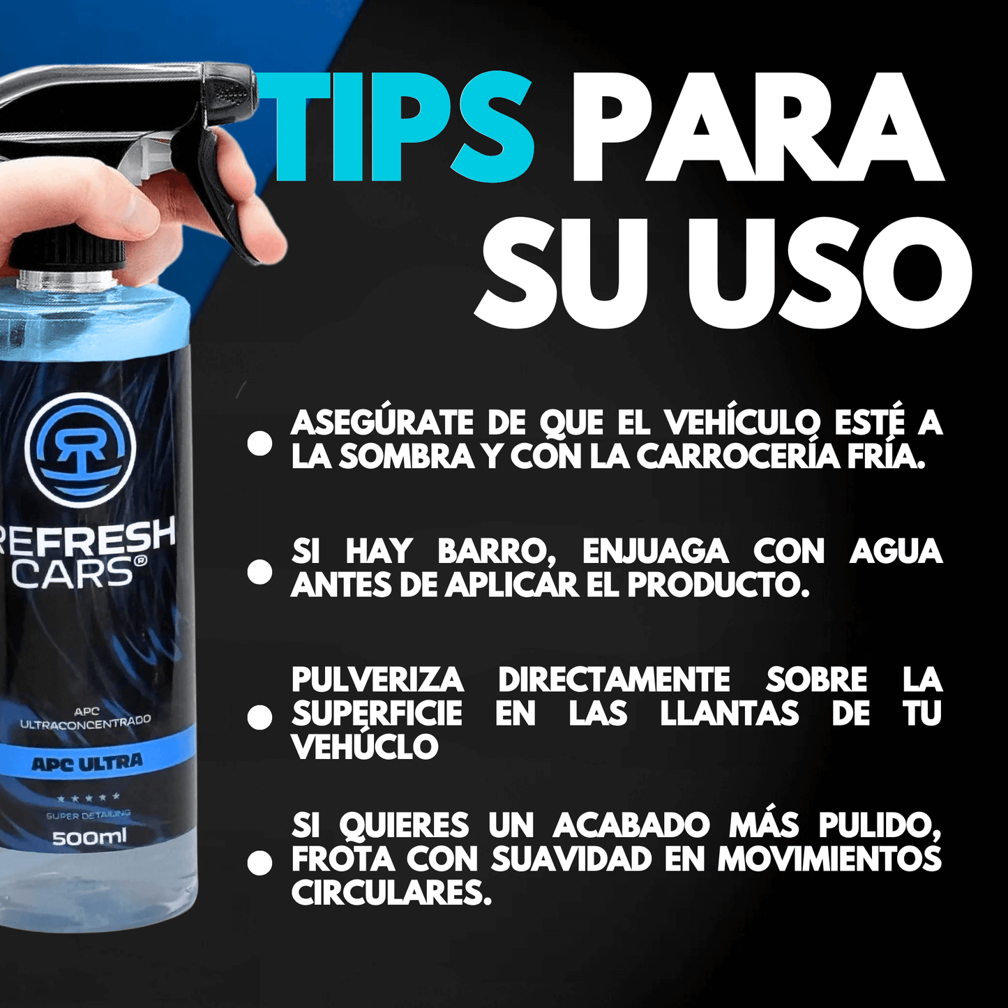 Tips for using APC Ultraconcentrado ECO cleaner by Refresh Cars for effective vehicle care.