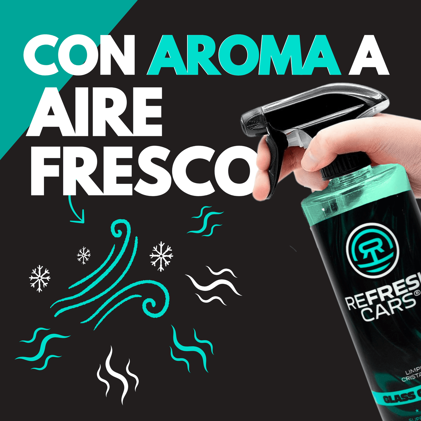 Botella de Limpiacristales Refresh Cars con aroma fresco, ideal para limpieza profunda y sin marcas de cristales.