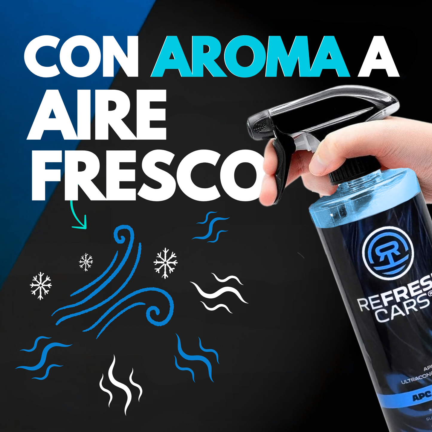 Spray bottle of APC Ultraconcentrado ECO by Refresh Cars with fresh air aroma, ideal for deep vehicle cleaning.