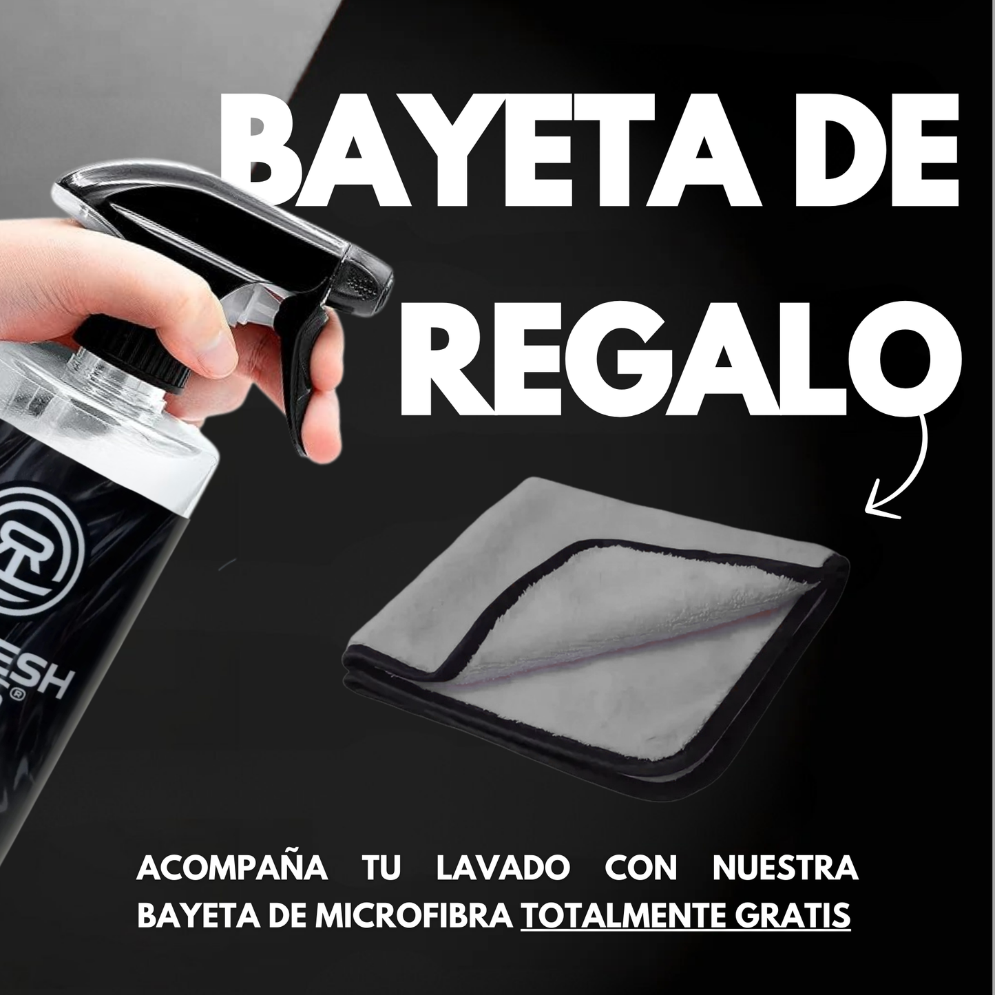 Bayeta de microfibra gratis para acompañar tu lavado con productos de Refresh Cars.