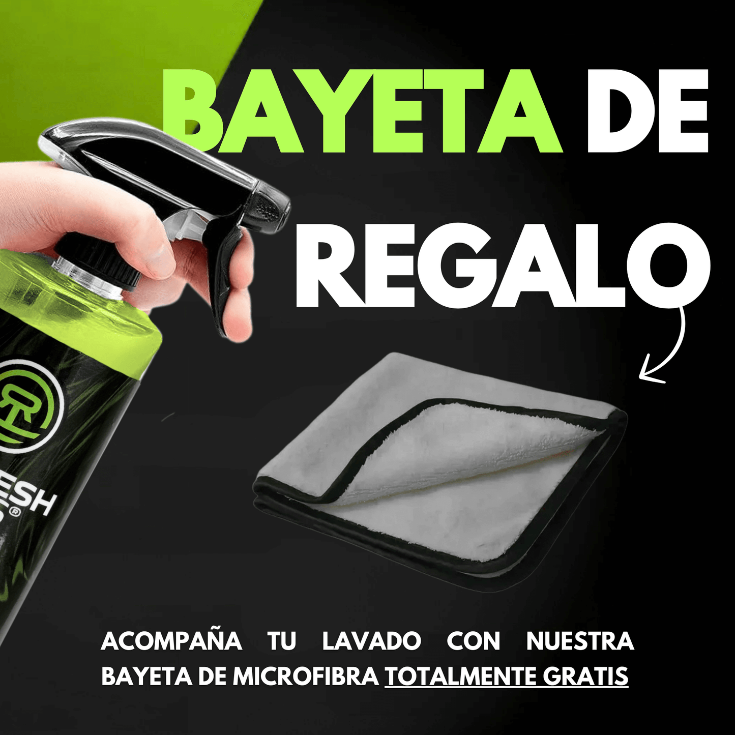 Bayeta de microfibra gratis para acompañar tu lavado con productos de Refresh Cars.