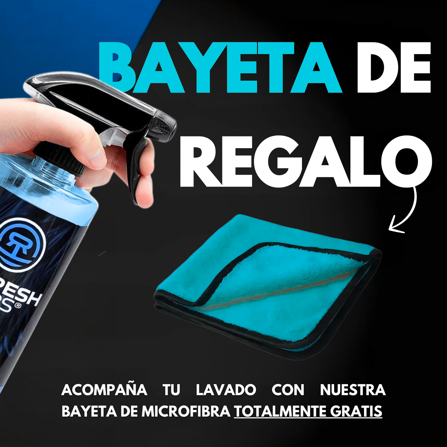 Bayeta de microfibra gratis para acompañar tu lavado con productos de Refresh Cars.