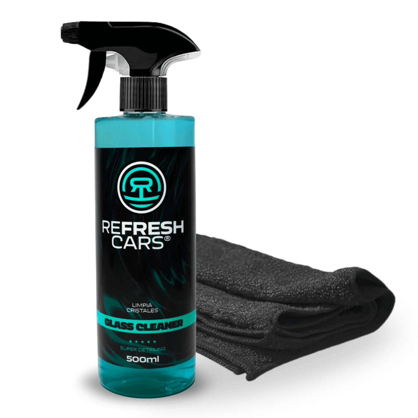 Refresh Cars Limpia Cristales 500ml con paño, limpieza sin marcas para todo tipo de cristales y lunas tintadas.