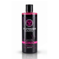 Champú de espuma rosa Refresh Cars Pink Foam, bote de 500 ml sobre fondo negro