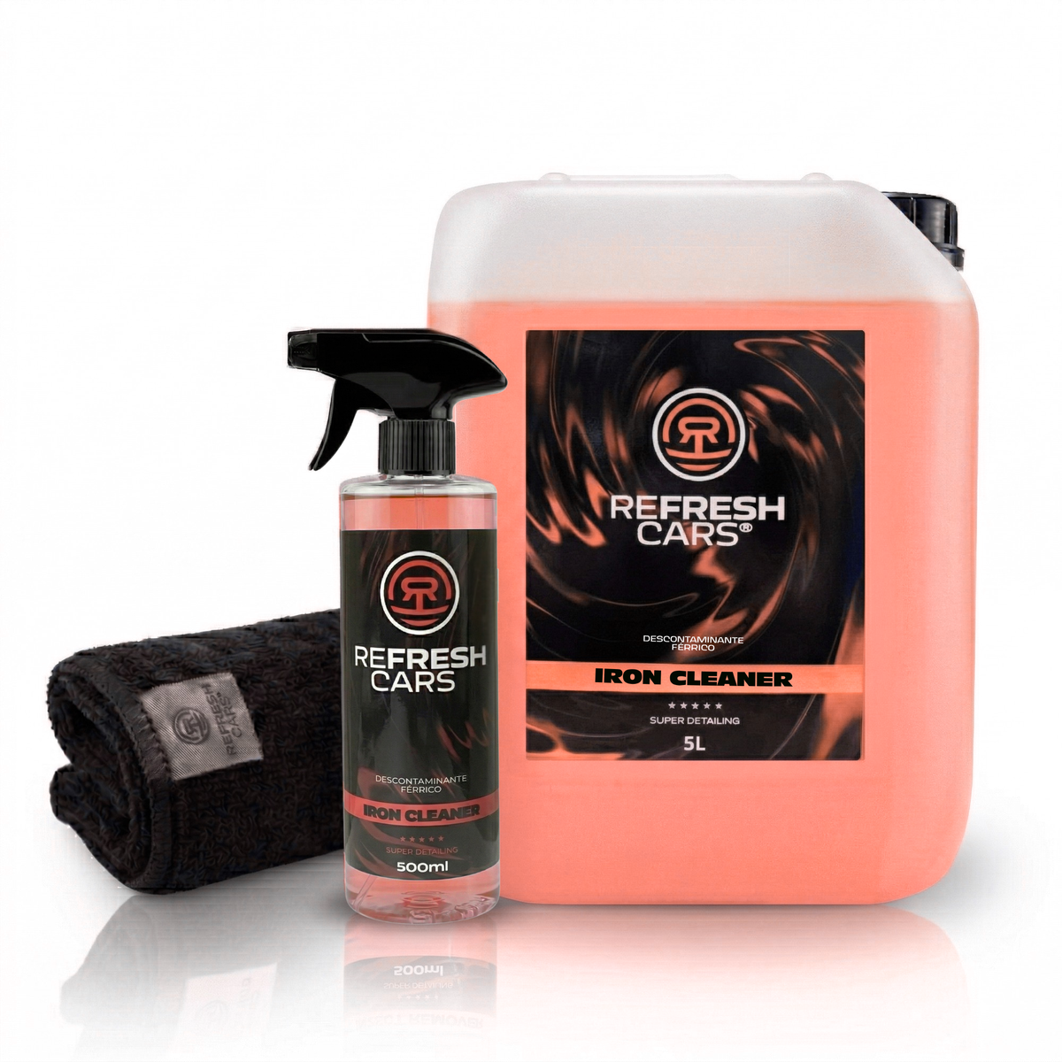 Descontaminante férrico Refresh Cars Iron Cleaner garrafa 5L con spray 500ml y microfibra