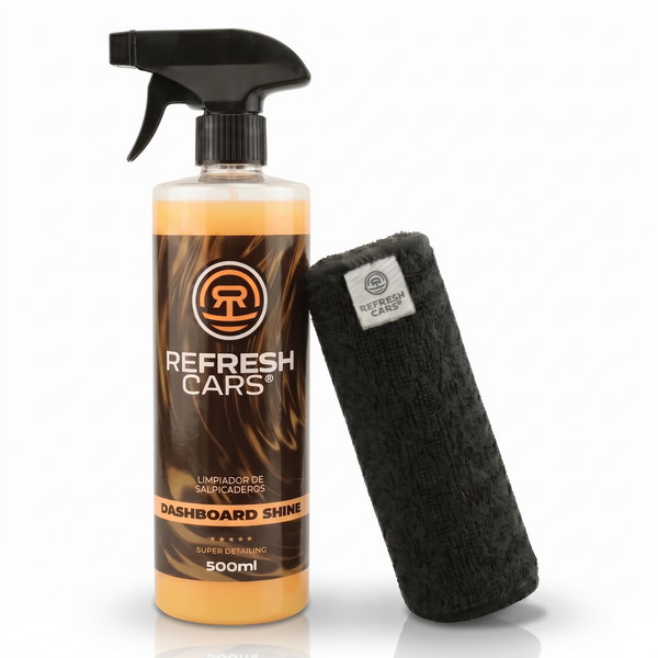 Limpiador de salpicaderos con brillo Refresh Cars 500ml Dashboard Shine con toalla de microfibra