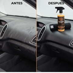 Limpiador de salpicaderos Refresh Cars: antes y después del salpicadero del coche con brillo