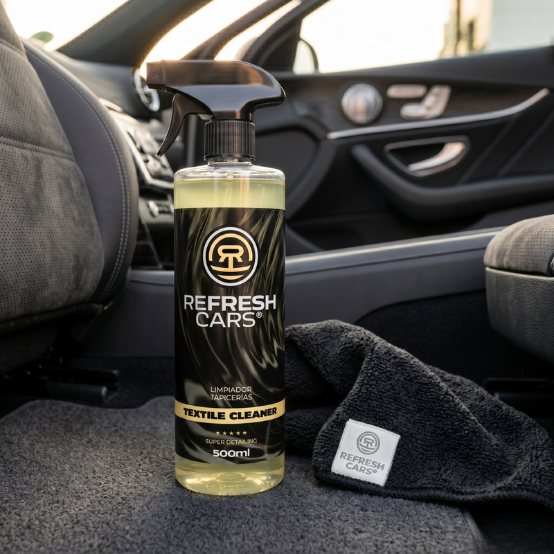 Limpiador de tapicerías Refresh Cars 500ml con microfibra en interior de coche